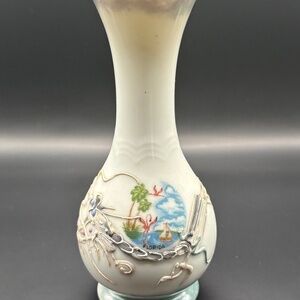 Vintage Kenmar Moriage Dragonware Blue Lusterware Vase Florida Japan 6.25"